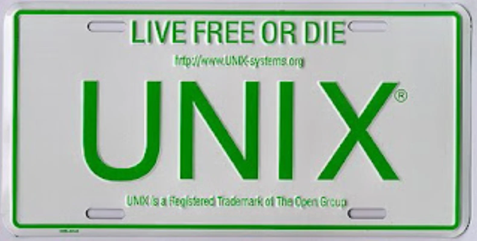 Live Free or Die: UNIX License Plate