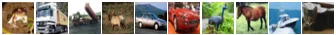 Frog, truck, truck, deer, automobile, automobile, bird, horse, ship, cat