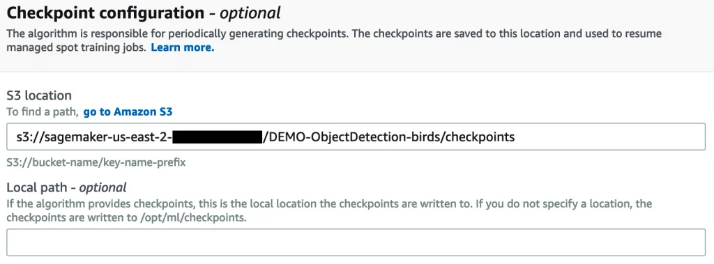 Step 6 screenshot from Managed Spot Training Save Up to 90 on Your Amazon Sagemaker Training Jobs