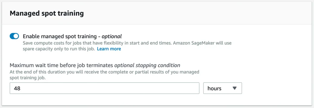 Step 8 screenshot from Managed Spot Training Save Up to 90 on Your Amazon Sagemaker Training Jobs
