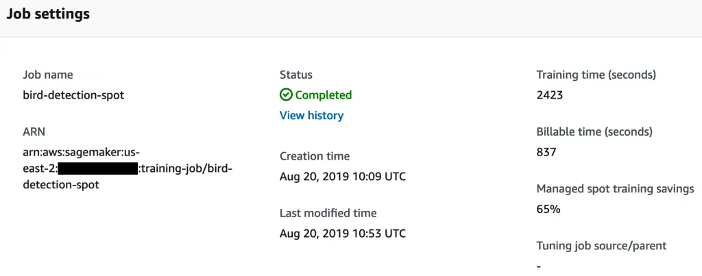 Step 9 screenshot from Managed Spot Training Save Up to 90 on Your Amazon Sagemaker Training Jobs