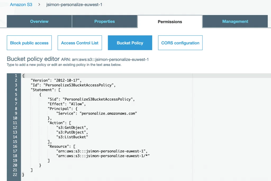 Screenshot from Now Available Batch Recommendations in Amazon Personalize tutorial