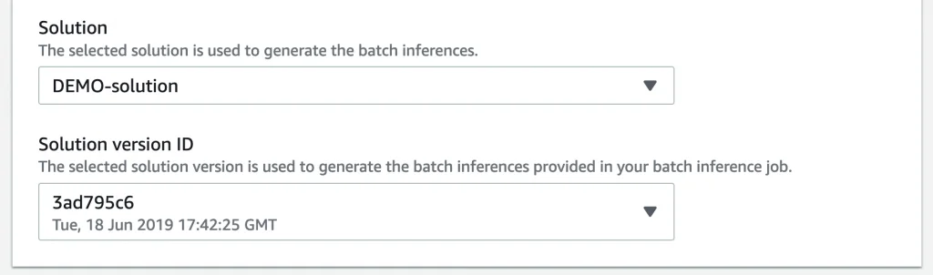 Step 3 screenshot from Now Available Batch Recommendations in Amazon Personalize