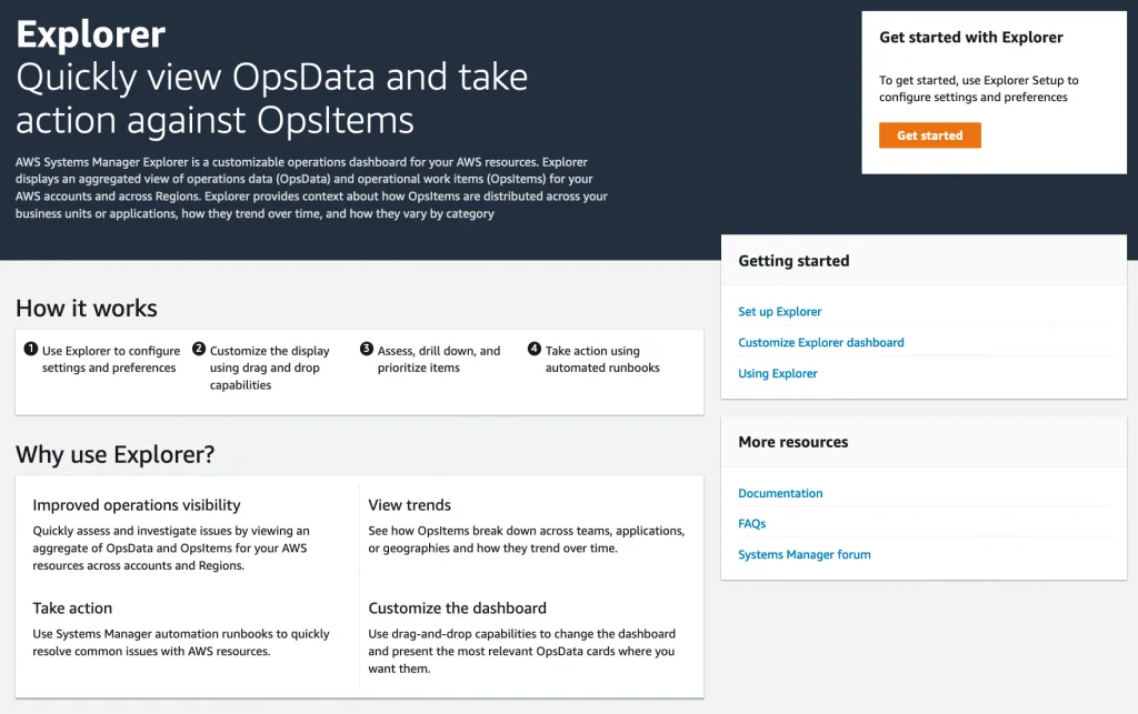 Screenshot from AWS Systems Manager Explorer a Multi Account Multi Region Operations Dashboard tutorial