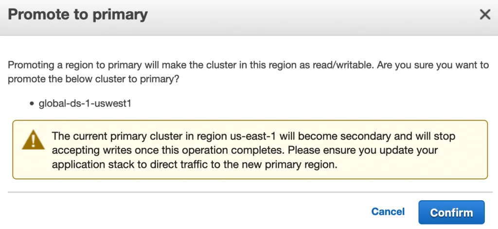 Step 5 screenshot from Now Available Amazon Elasticache Global Datastore for Redis
