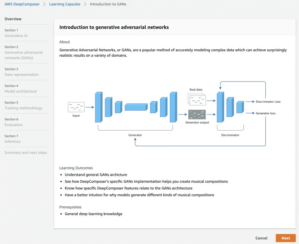 Step 2 screenshot from AWS Deepcomposer Now Generally Available with New Features