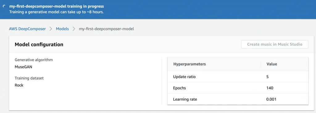 Step 6 screenshot from AWS Deepcomposer Now Generally Available with New Features