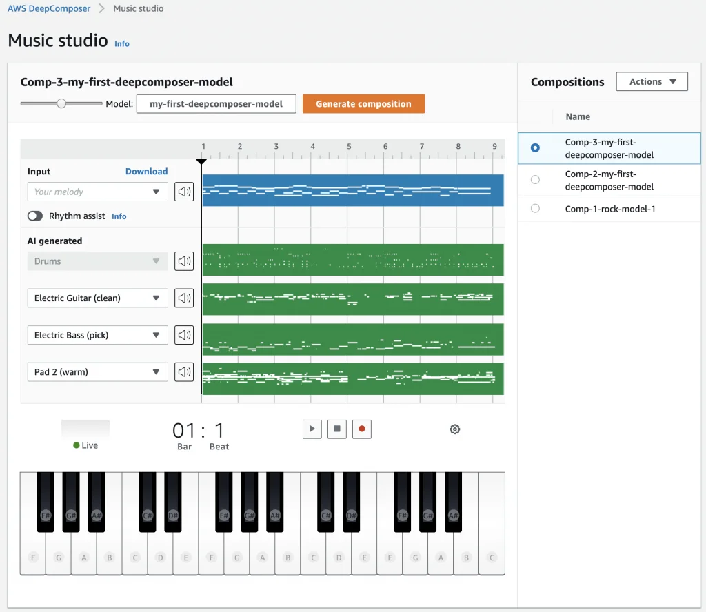 Step 7 screenshot from AWS Deepcomposer Now Generally Available with New Features