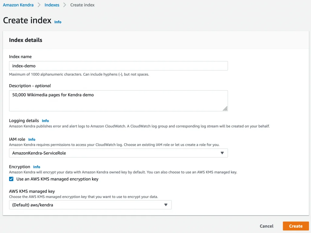 Screenshot from Reinventing Enterprise Search Amazon Kendra Is Now Generally Available tutorial