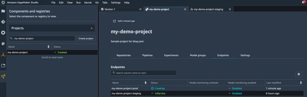 SageMaker screenshot