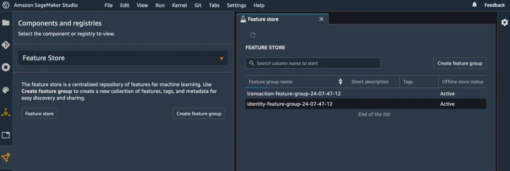 SageMaker screenshot