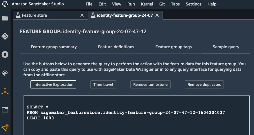 SageMaker screenshot