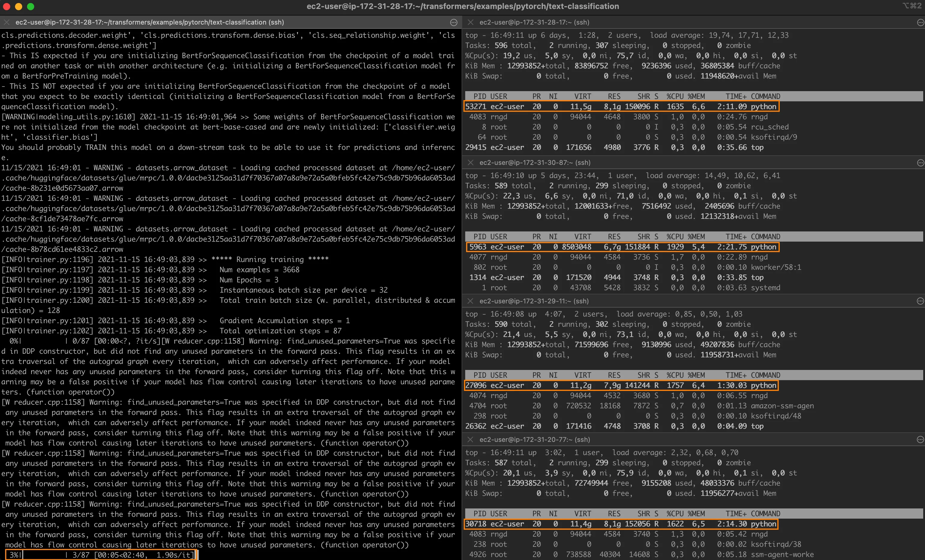 Step 4 screenshot from Accelerating Pytorch Distributed Fine Tuning with Intel Technologies