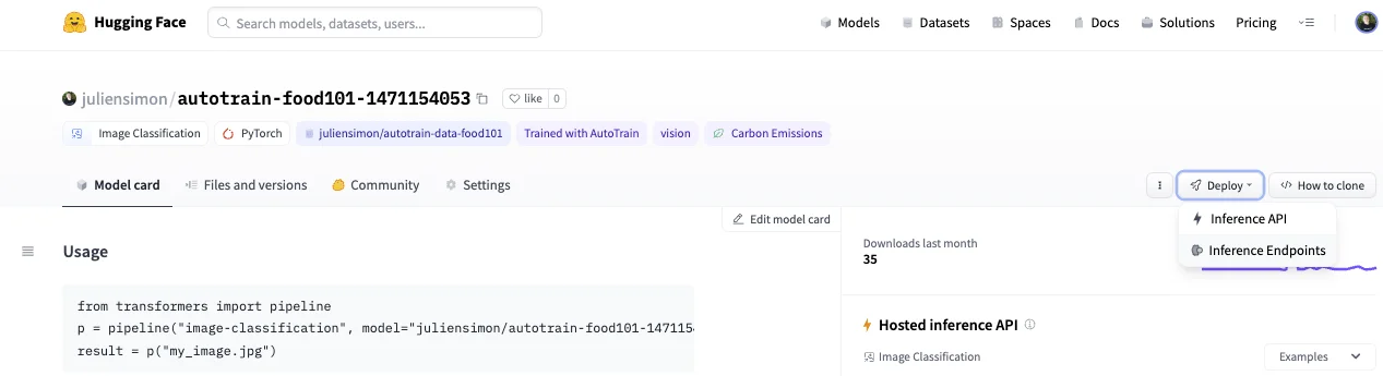 Illustration for Deploying a model on Inference Endpoints